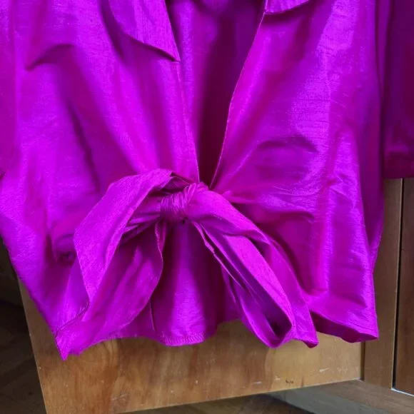 Maison Cleo Ruched Silk wrap top No Scrunchie (sz 38) - Picture 3 of 12